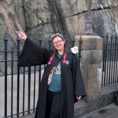 Universal Studios Orlando Islands of Adventure in front of Hogwarts Castle